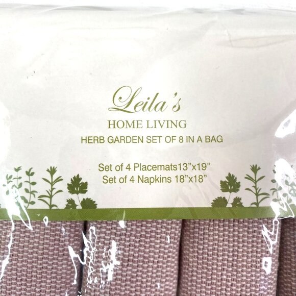 New Leilas Linens Lavender Herb Embroidered Napkins and Placemats Set of 4 - Picture 5 of 5